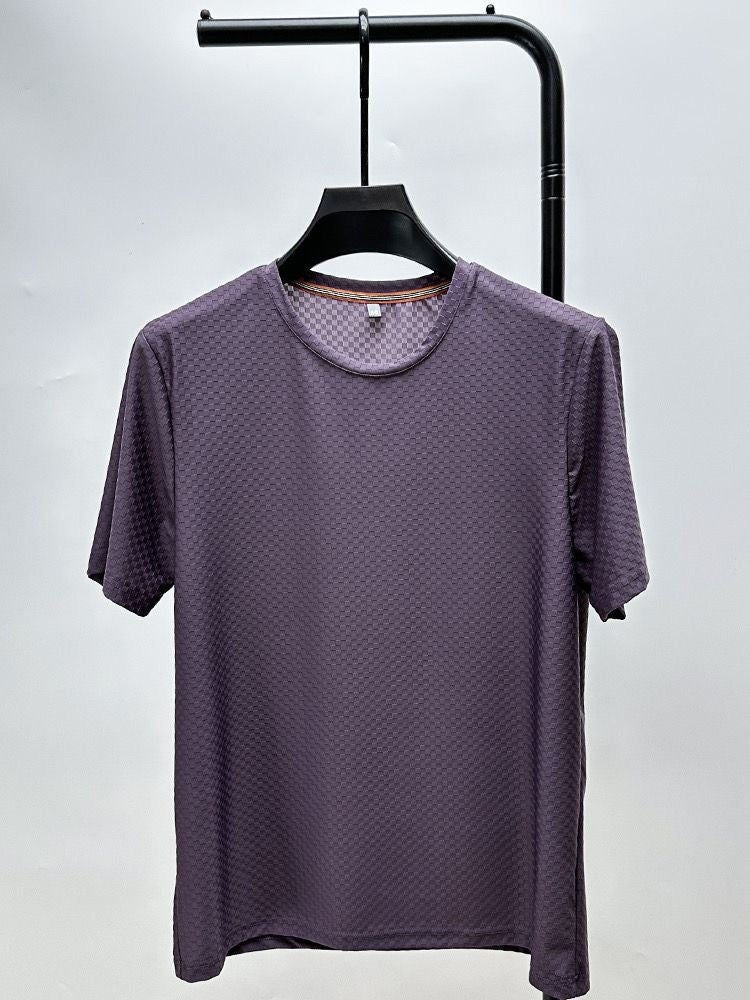 Checkered Waffle O-Neck T-Shirt