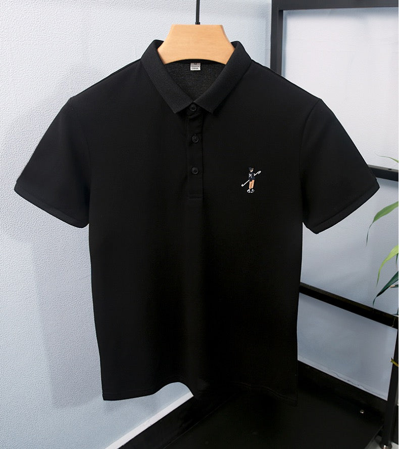 Embroidered Decoration Solid Polo Shirt