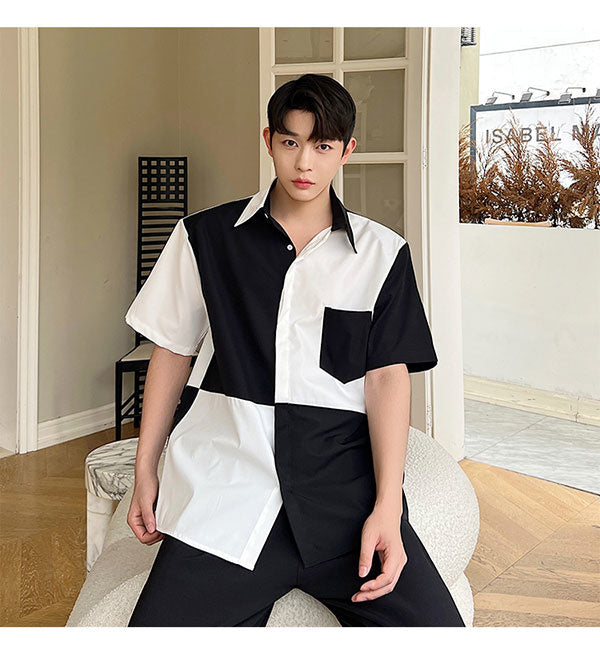 Black & White Patchwork Loose Shirt