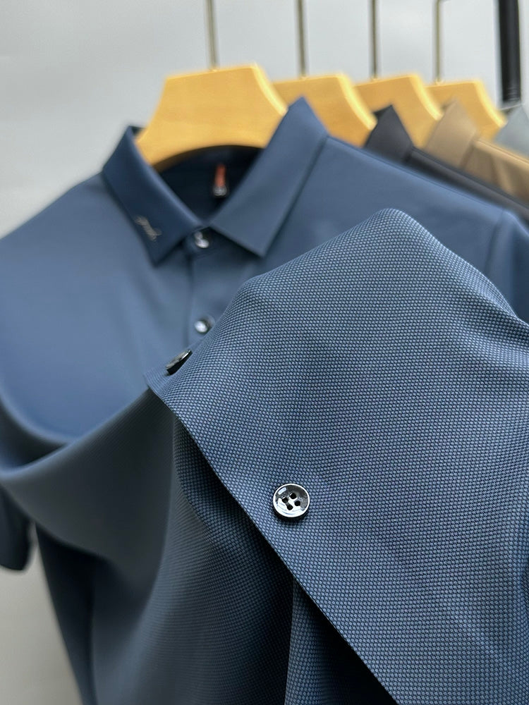 Solid Color with Letter Decor Polo Shirt