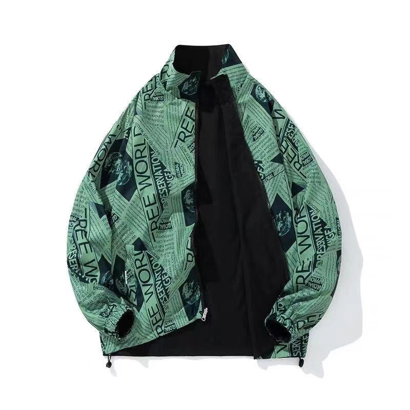 Reverse Letter Solid Bomber Jacket