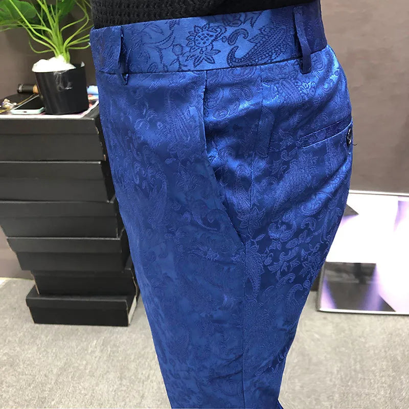 Jacquard Pattern Polyester Trousers