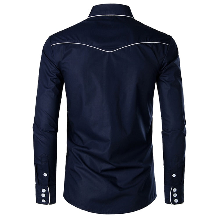 Casual Embroidered Western Style Men Long Sleeves Shirt