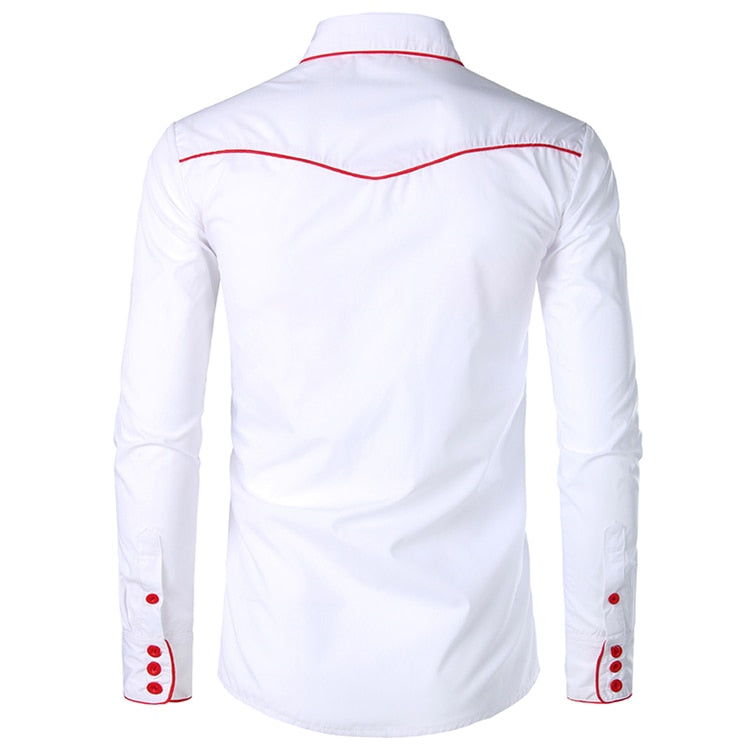 Casual Embroidered Western Style Men Long Sleeves Shirt