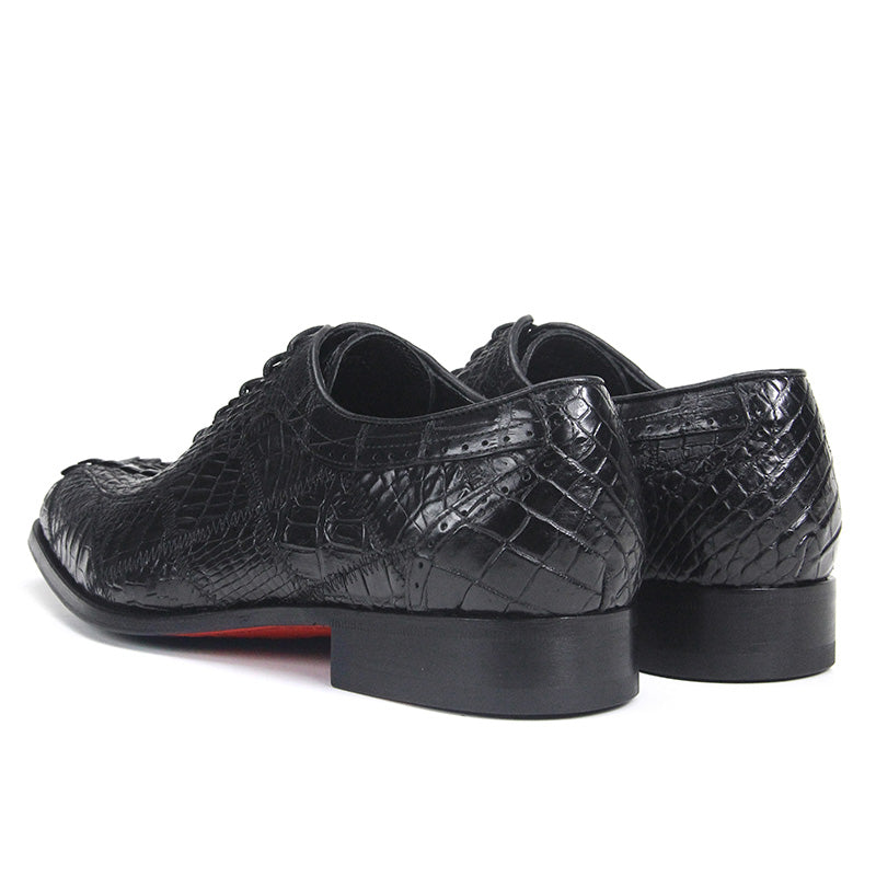 Crocodile Pattern Stitched Style Men Leather Oxford Shoes - FanFreakz