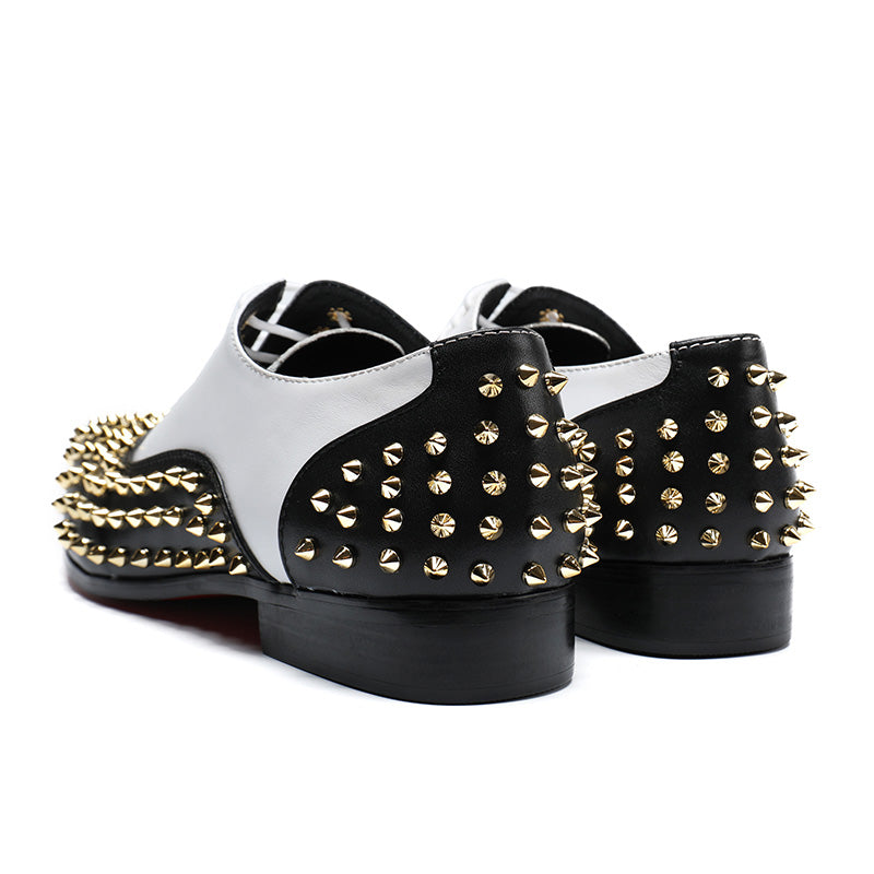 Classic Style Contrast Color Men Oxford Shoes with Rivets Details - FanFreakz