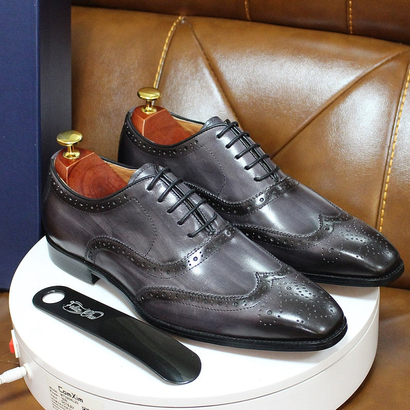 Traditional Handmade Wingtip Leather Brogue Shoes