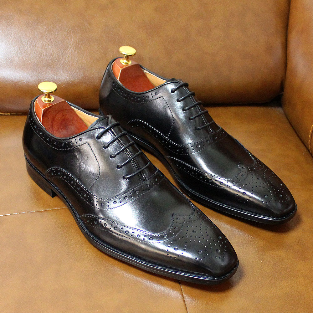 Traditional Handmade Wingtip Leather Brogue Shoes