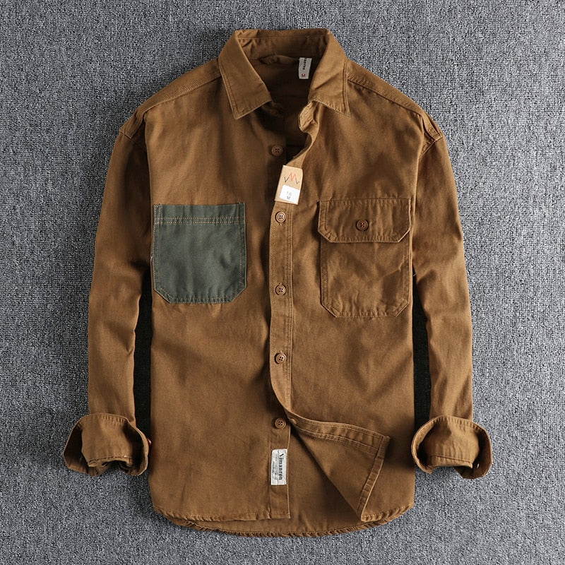 Sleeve Patch Cotton Shirt