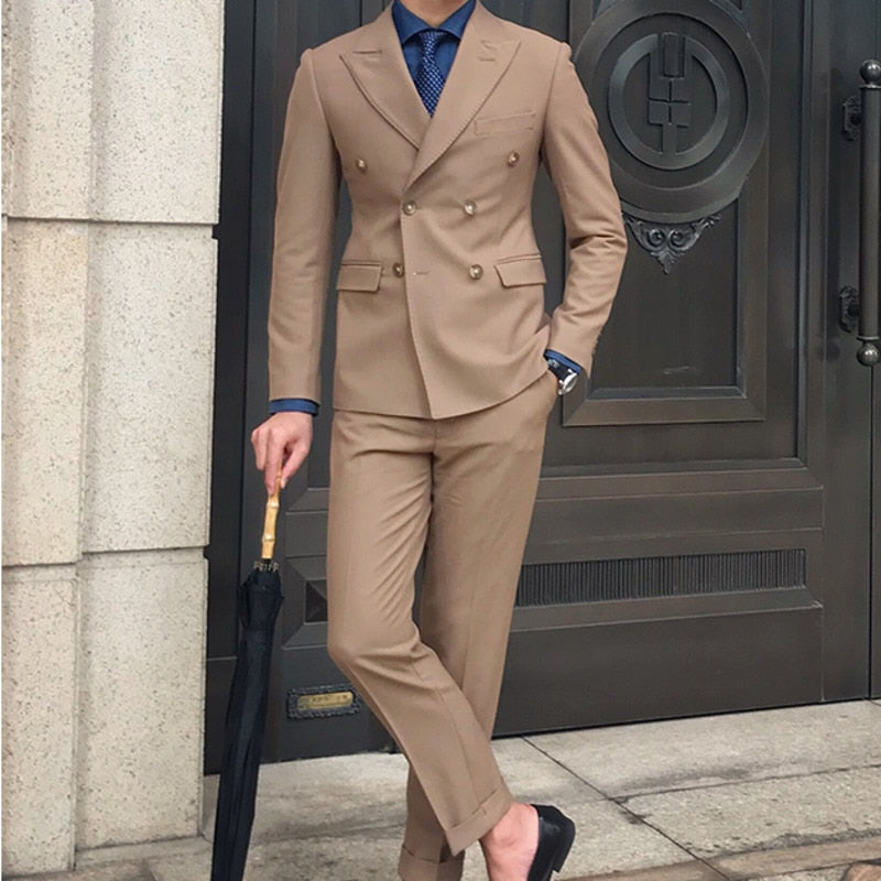 Slim Fit Business Double Breasted Men Suit