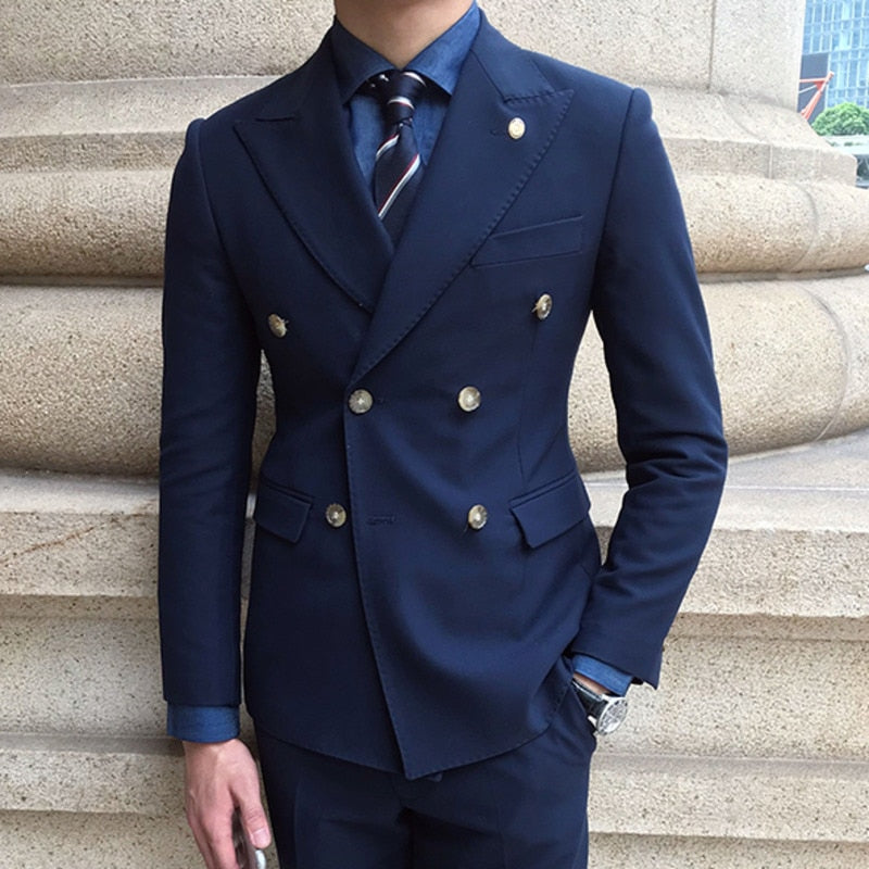 Slim Fit Business Double Breasted Men Suit