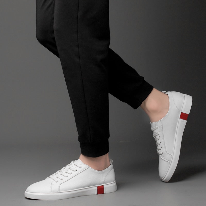 Solid Color Leather Basic Lace Low Sneaker