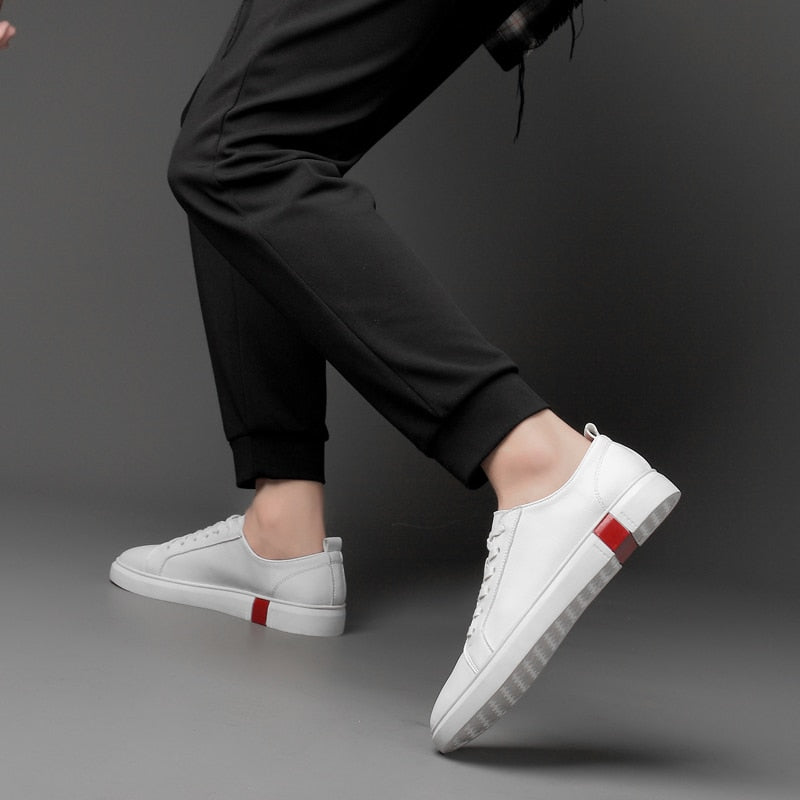Solid Color Leather Basic Lace Low Sneaker