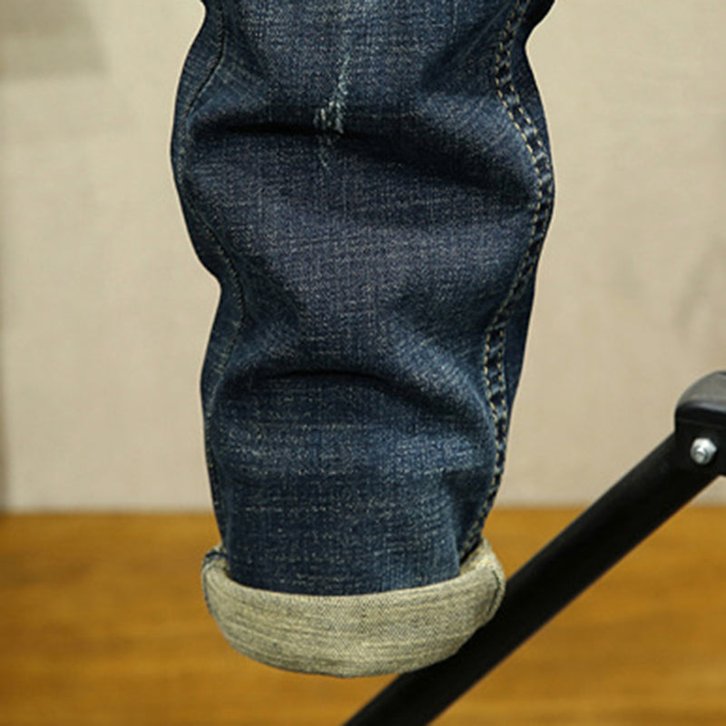 Cartoonish Patchwork Embroidery Men Slim Fit Jeans