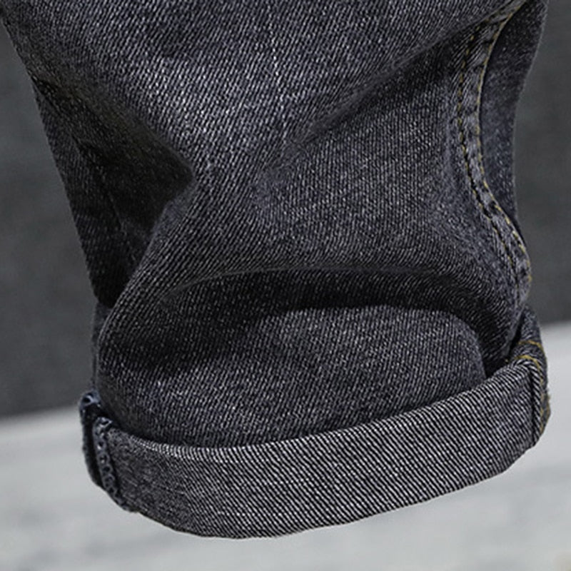 Bold Tiger Embroidery Men Grey Straight Jeans