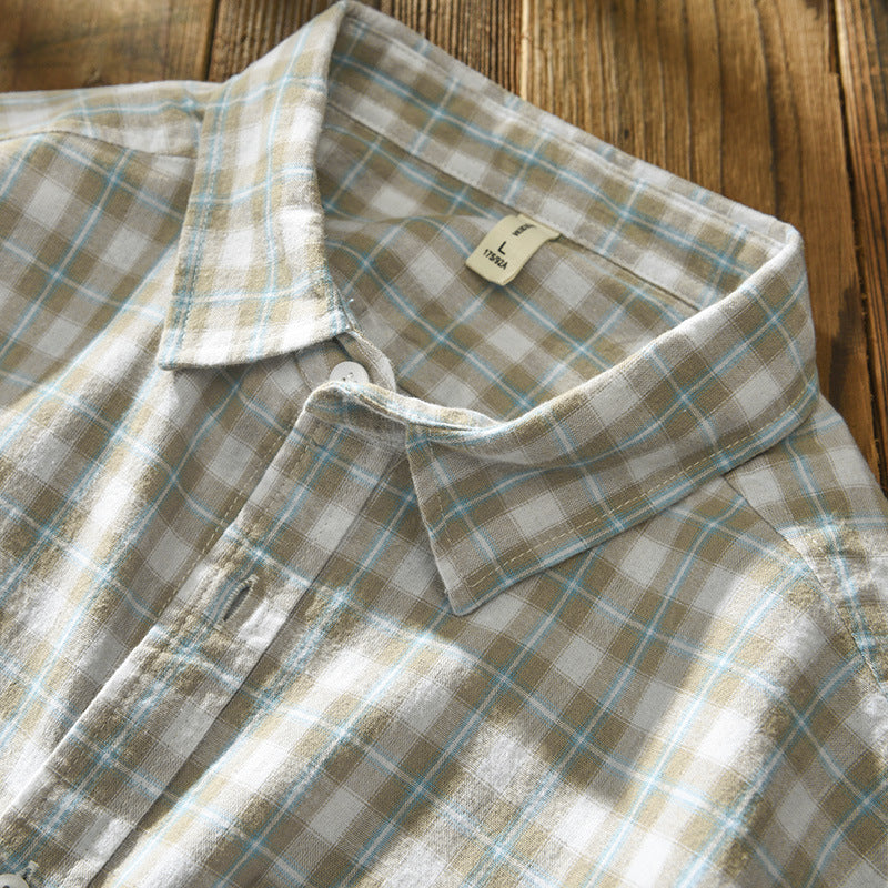 Casual Plaid Long Sleeve Cotton Shirt