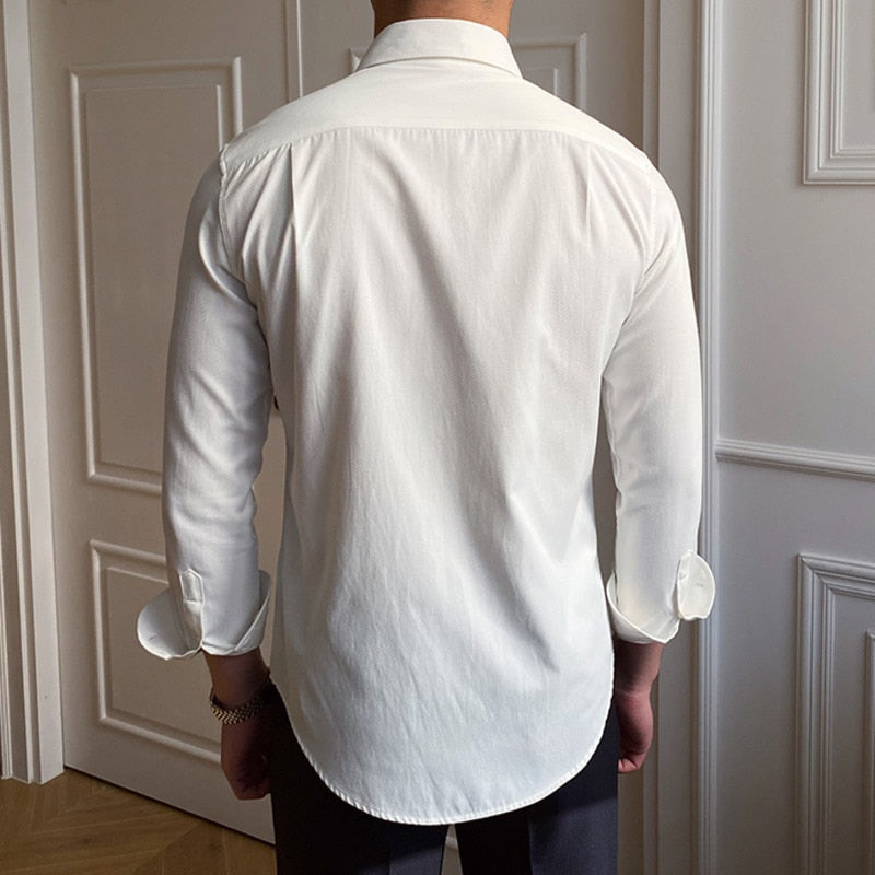 Solid White Long Sleeve Spandex Shirt