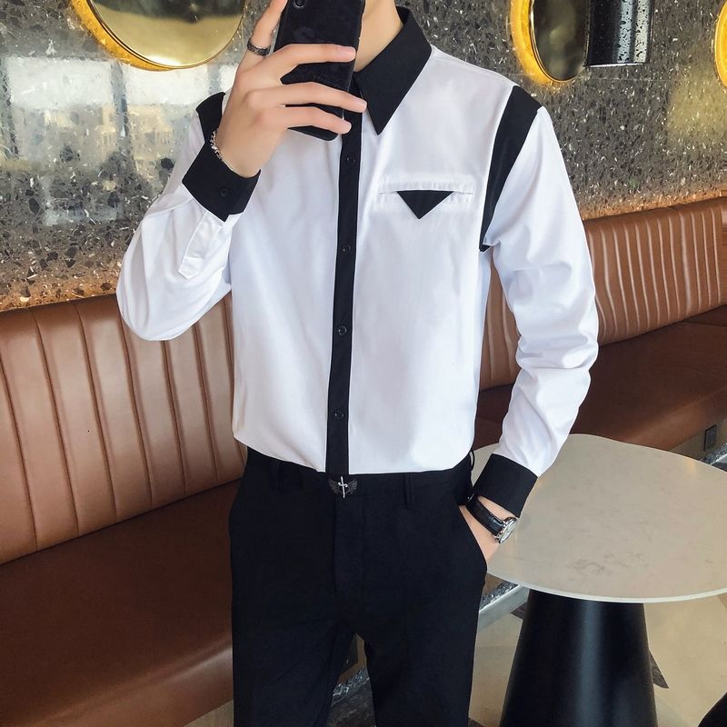 Two-tone Lines Decorated Long Sleeve Shirt