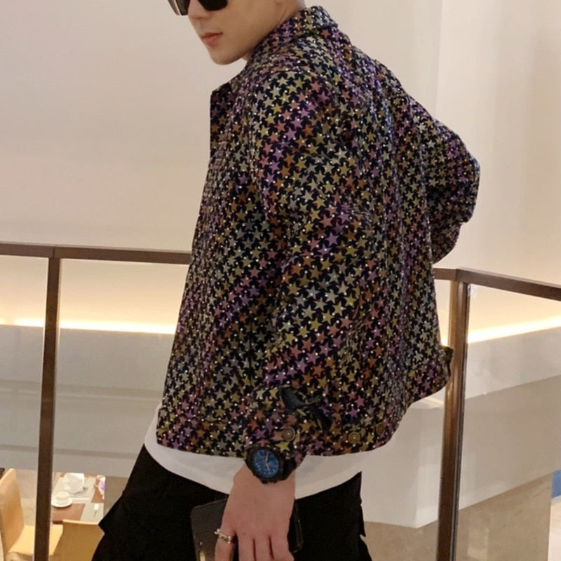 Star Printed Retro Street Jacket