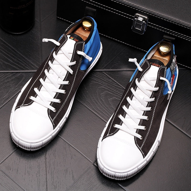 Cotton Fabric Casual Lace Up with Embroidery Detail Men Sneaker