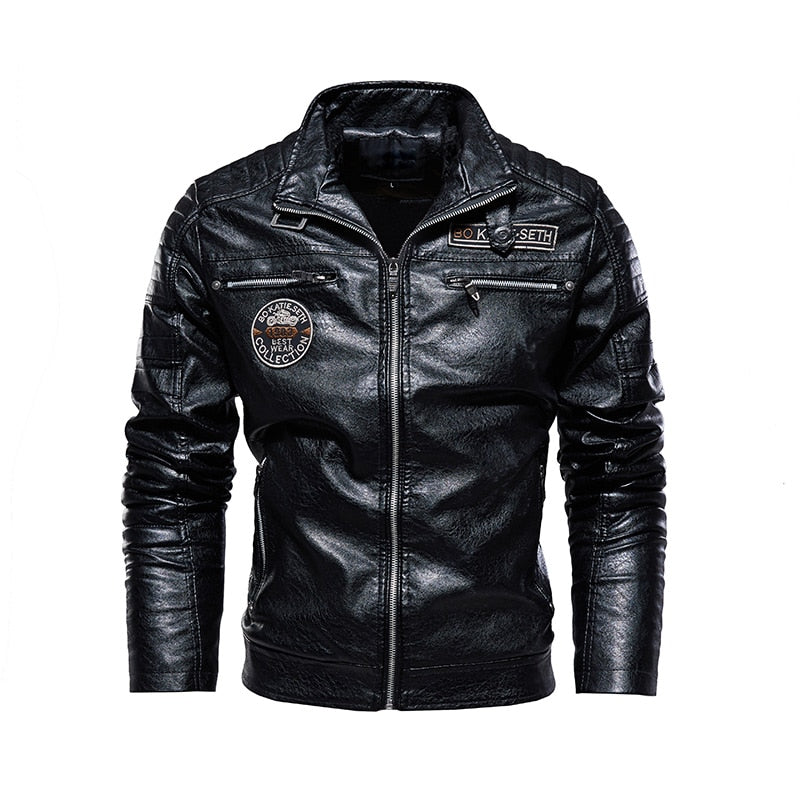 Rider Style PU Leather Two Zipper Pocket Jacket