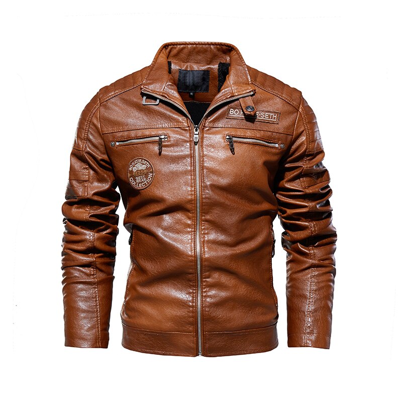 Rider Style PU Leather Two Zipper Pocket Jacket