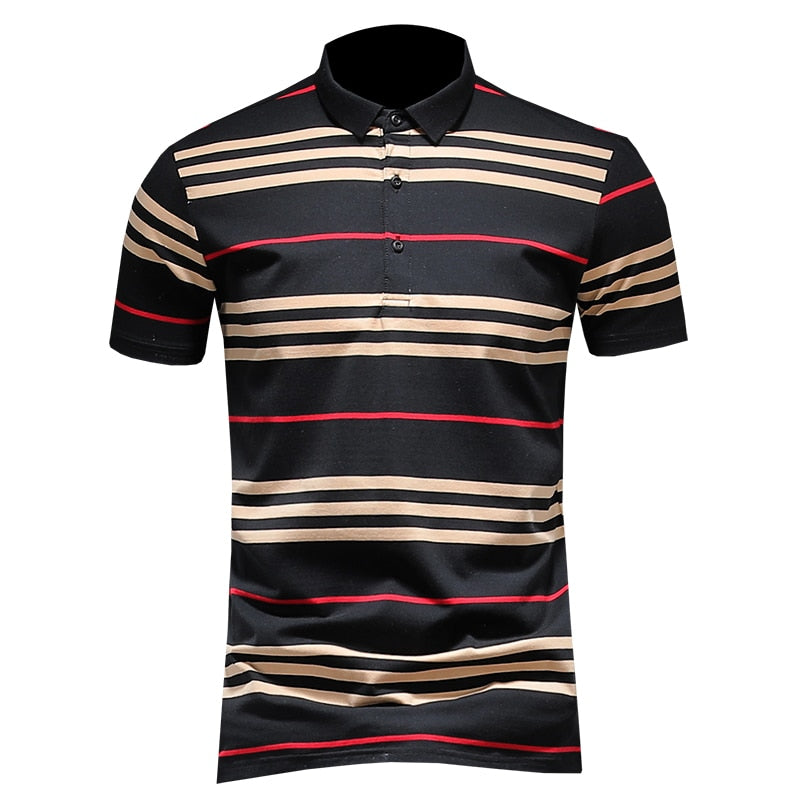 Stripe Lines Short Sleeves Style Men Polo Shirt