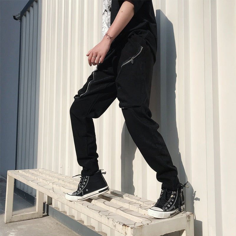 Casual Streetwear Hip Hop Dancing with Oblique Zipper Design Men Pant - FanFreakz