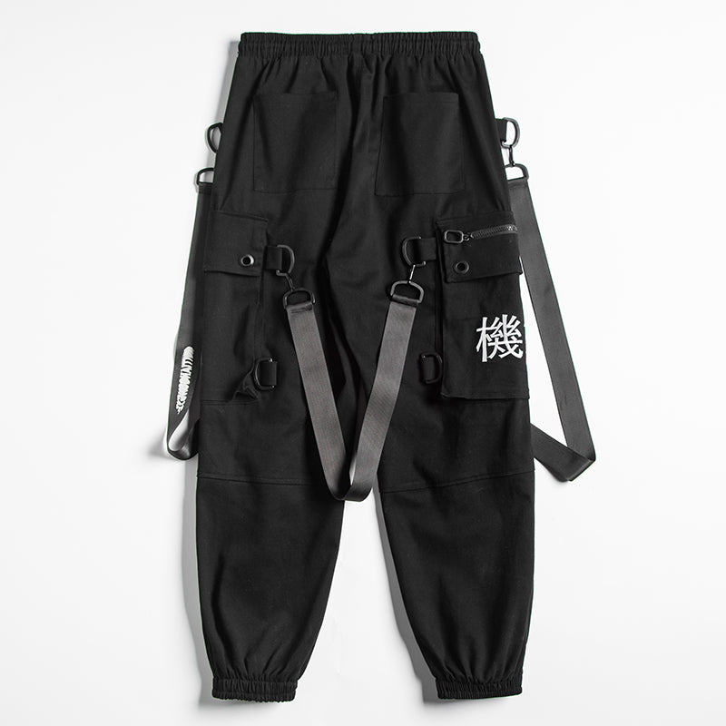 Strap Accent Streetwear Style Men Jogger Pants