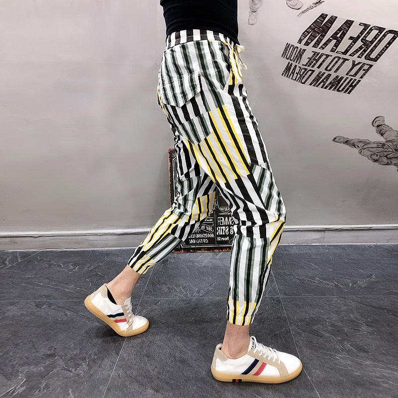 Mix Colors Stripes Streetwear Style Men Pants