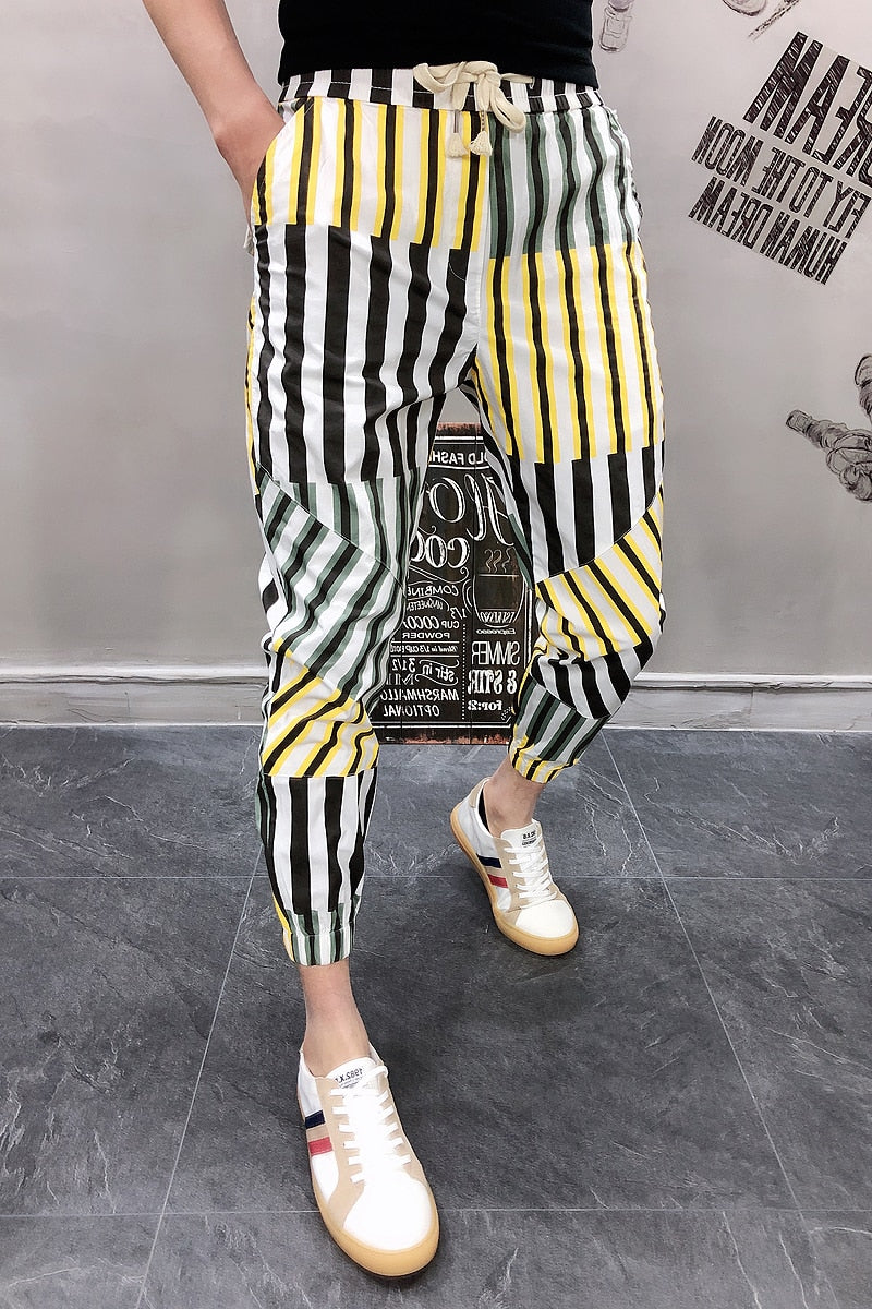 Mix Colors Stripes Streetwear Style Men Pants