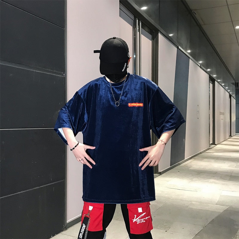 Loose Style O Neck Streetwear Hip Hop Style Men T-Shirt