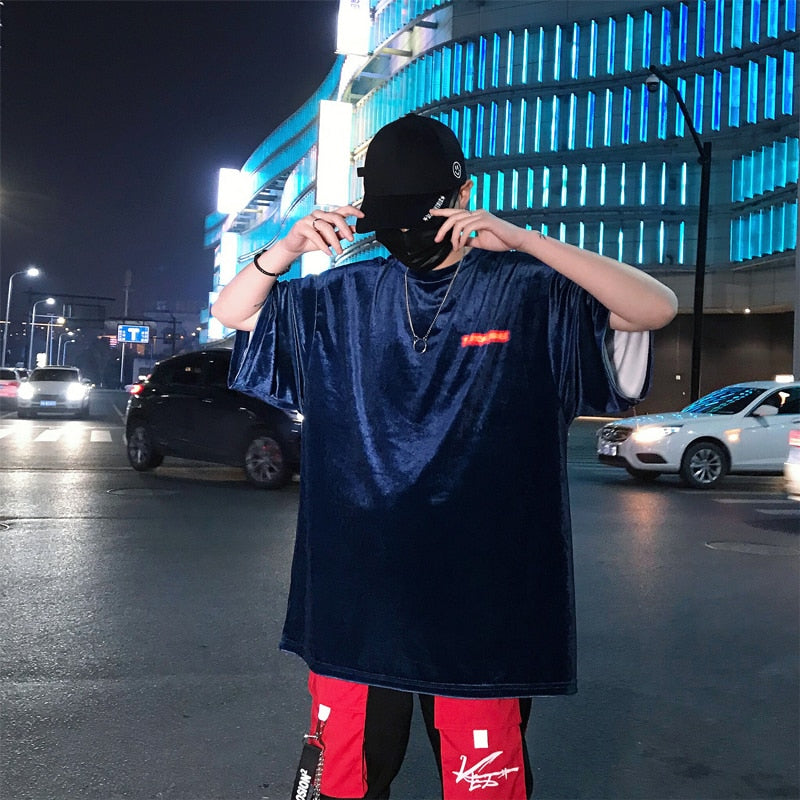 Loose Style O Neck Streetwear Hip Hop Style Men T-Shirt