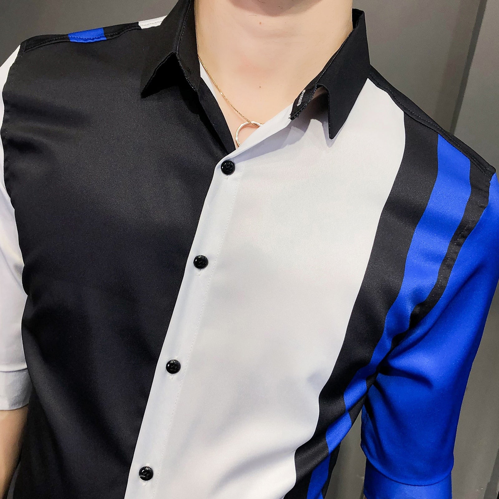 Blue White Red Stripes Color Shirt