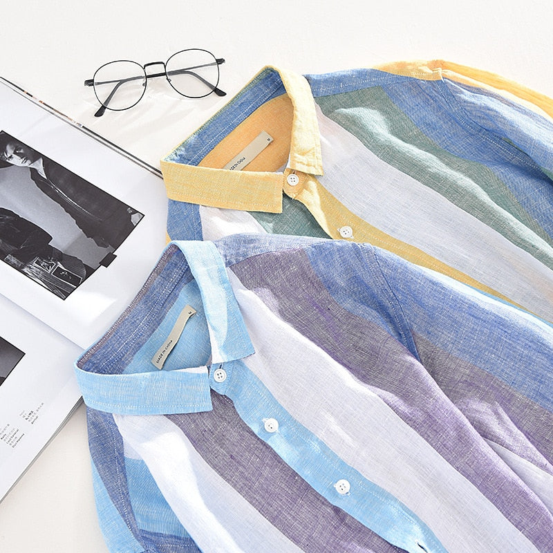 Multi-Color Big Stripe Style Long-Sleeved Shirt