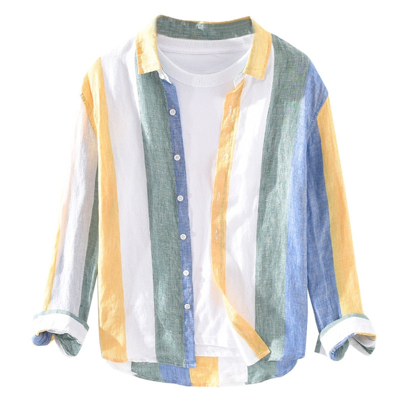 Multi-Color Big Stripe Style Long-Sleeved Shirt