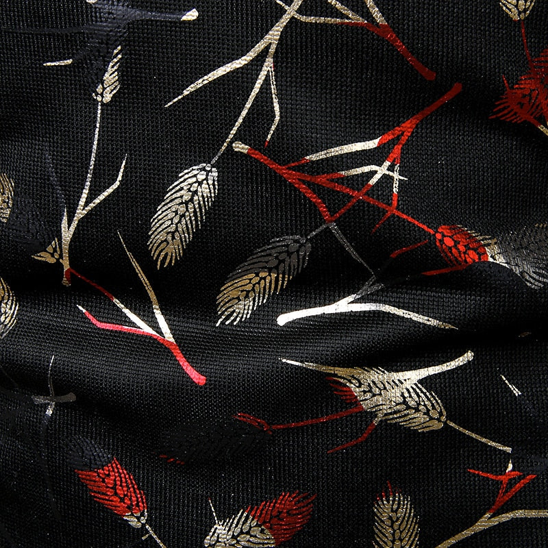 Two Tone Metallic Feathers Men V Neck T-Shirt