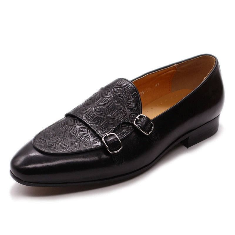 Black Leather Monk Shoes