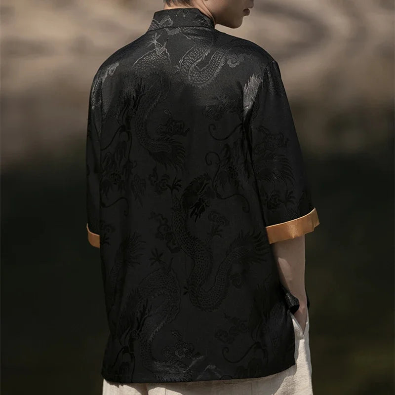 Dragon Embroidery Plus Size Chinese Style Shirt