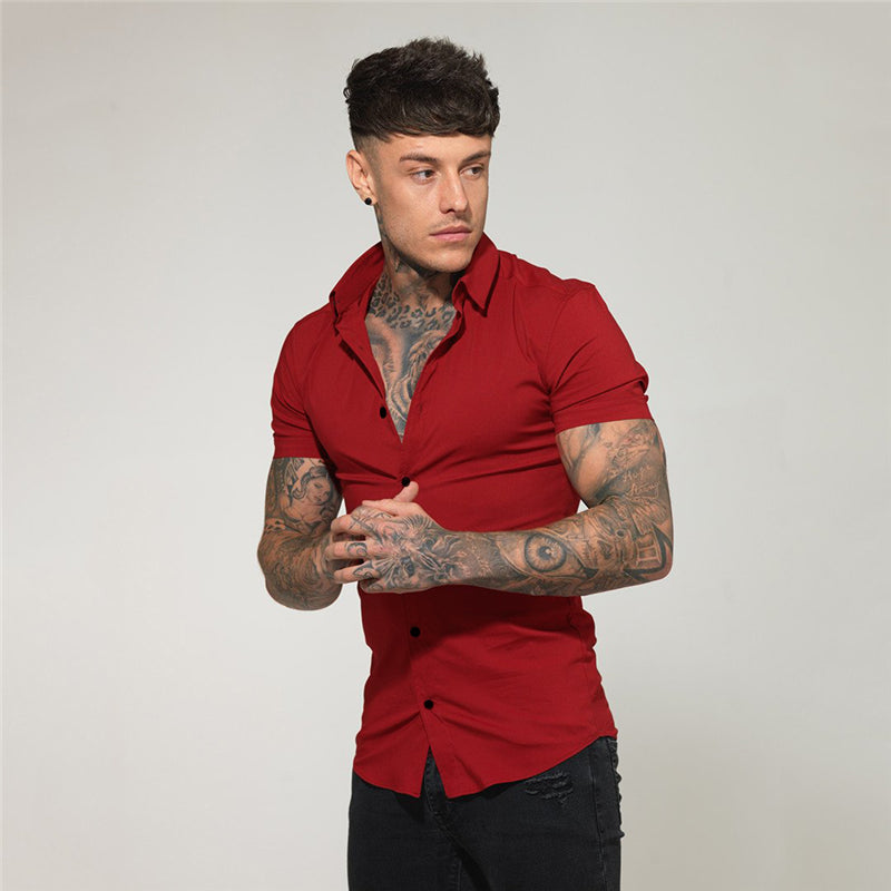 Slim Fit Button Solid Shirt
