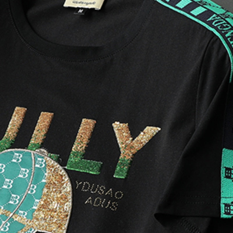 Embroidery Blink Hat Pattern Men T-Shirt