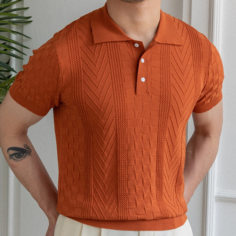 Casual Solid Color Viscose Polo Shirt