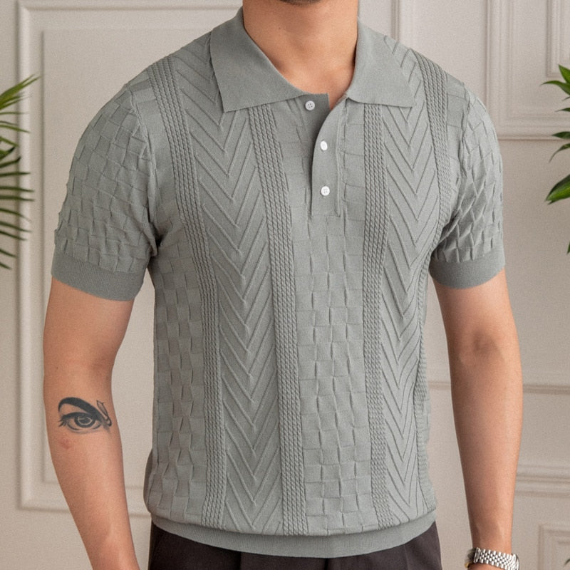 Casual Solid Color Viscose Polo Shirt
