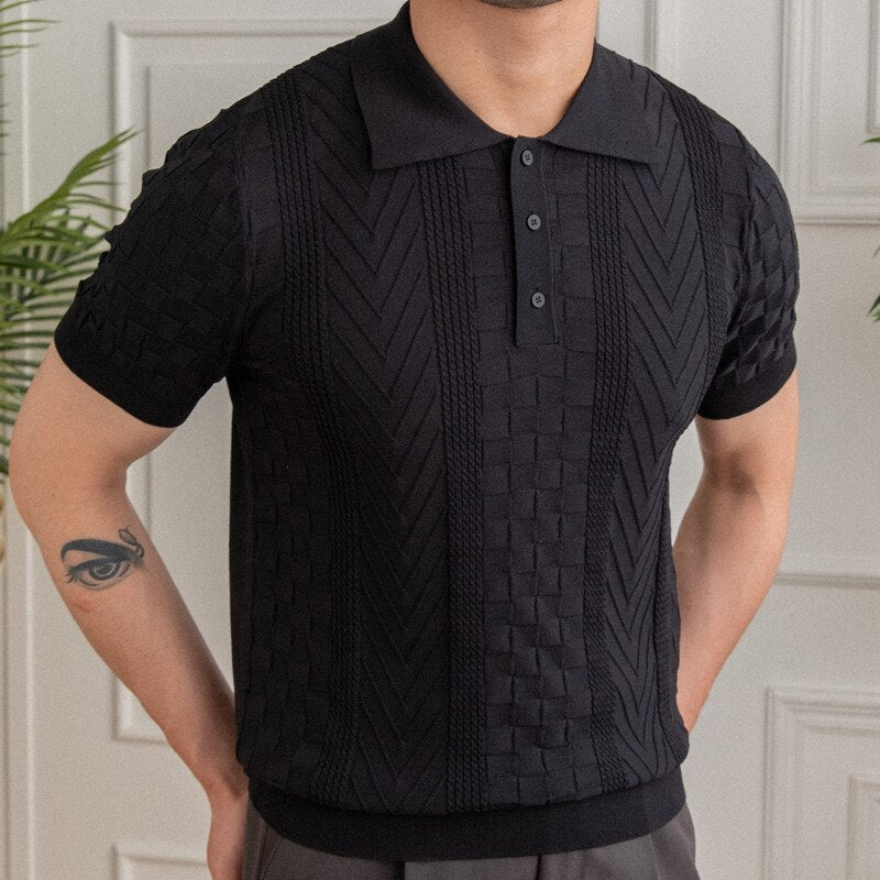 Casual Solid Color Viscose Polo Shirt