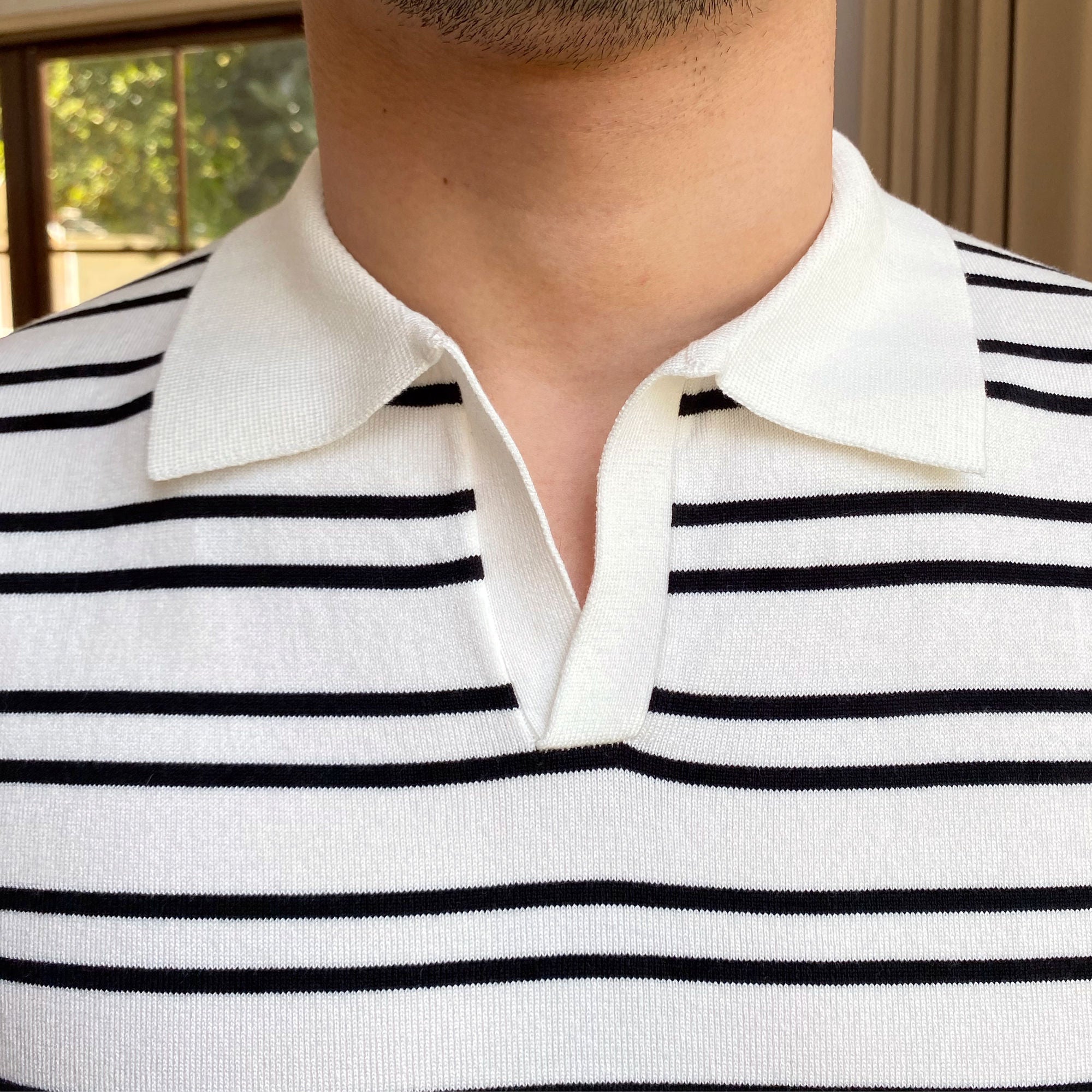 Knit Lapel Mannen Stripe Polo Shirt