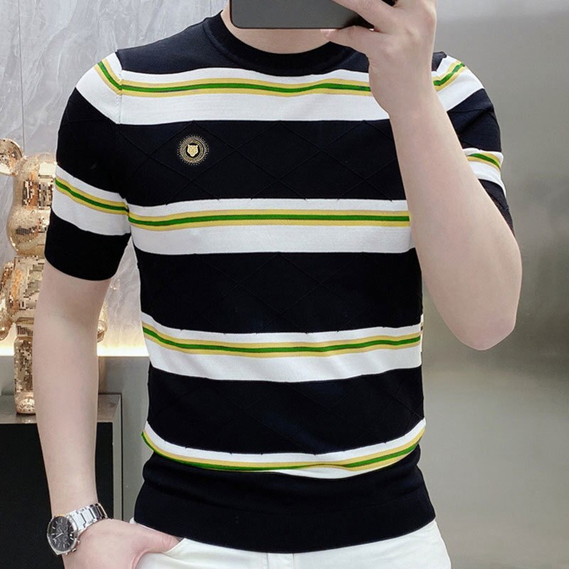 Stripes with O-Neck Design T-Shirt