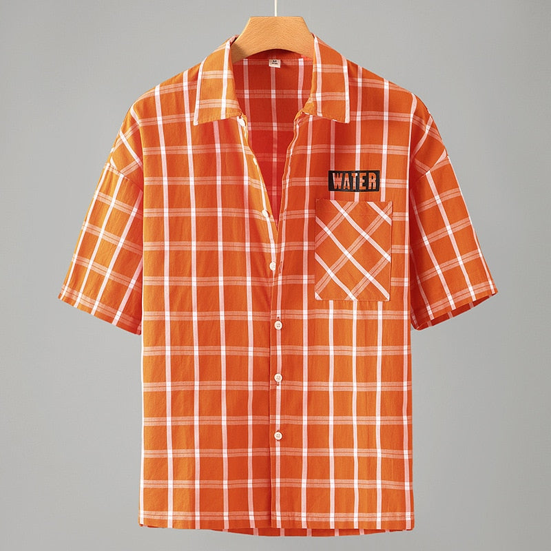 Orange Plaid Cotton Shirt