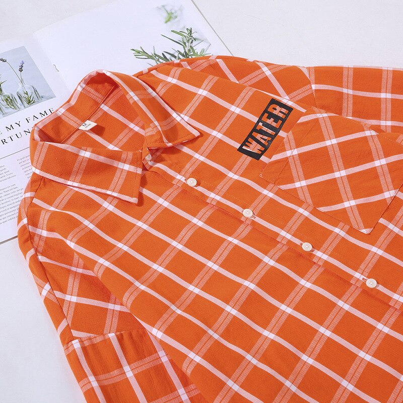 Orange Plaid Cotton Shirt