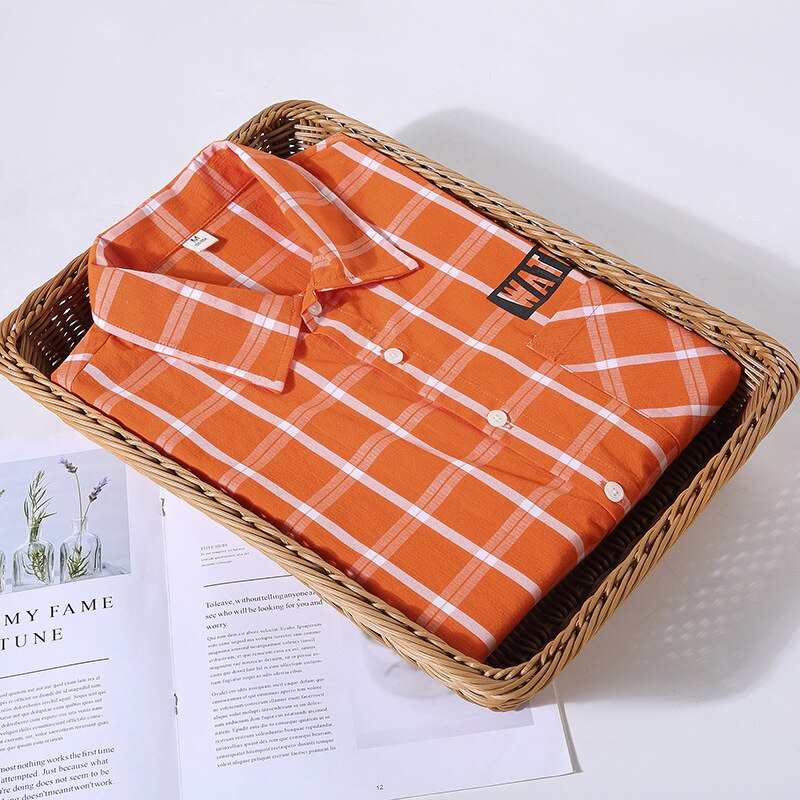 Orange Plaid Cotton Shirt