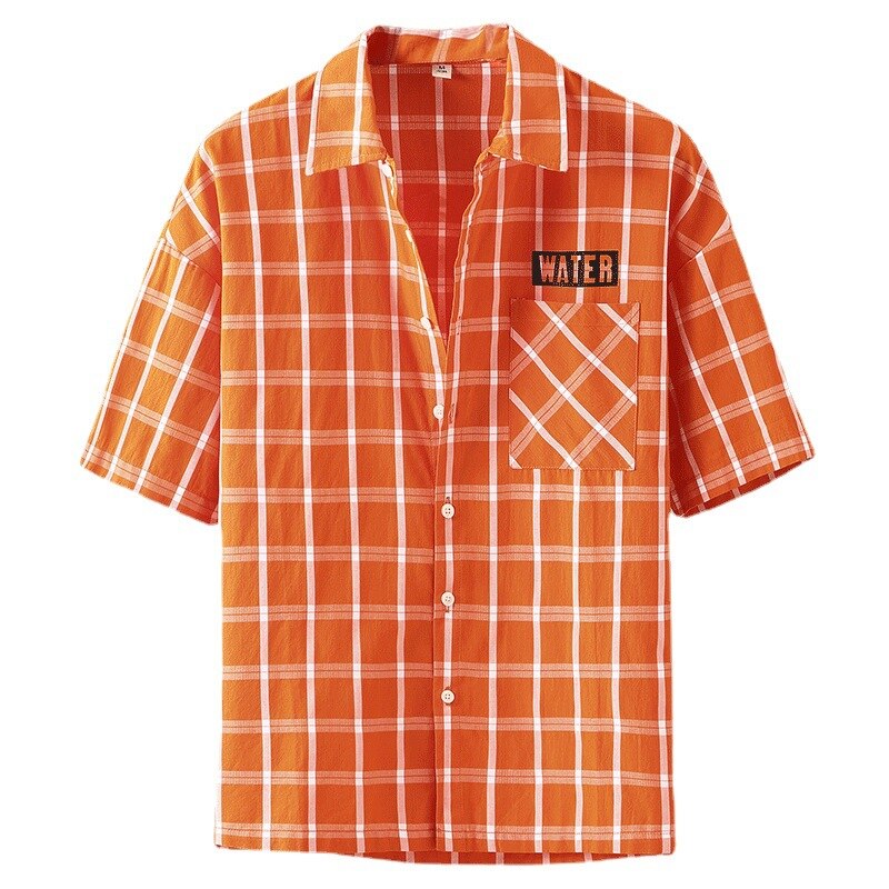 Orange Plaid Cotton Shirt